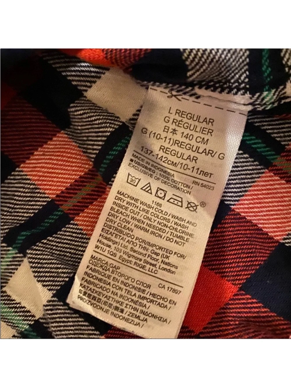 GAP Red, Black & White Plaid Button-Down Shirt